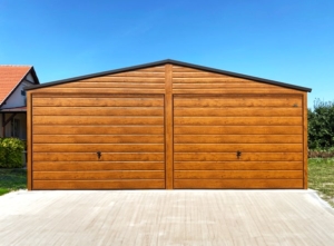 6x5,5m quality mobile garage with gable roof, 2 tilting gates, with horizontal planking, galvanized frame