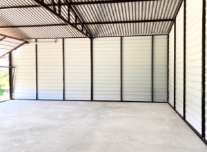 6x5,5m quality mobile garage with gable roof, 2 tilting gates, with horizontal planking, galvanized frame